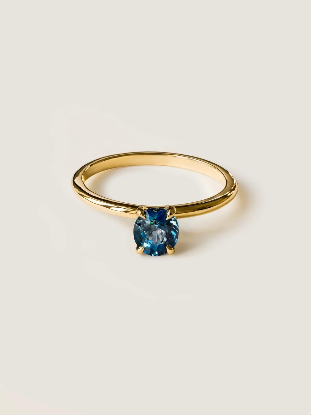 Teal Peacock Oval Sapphire Ring