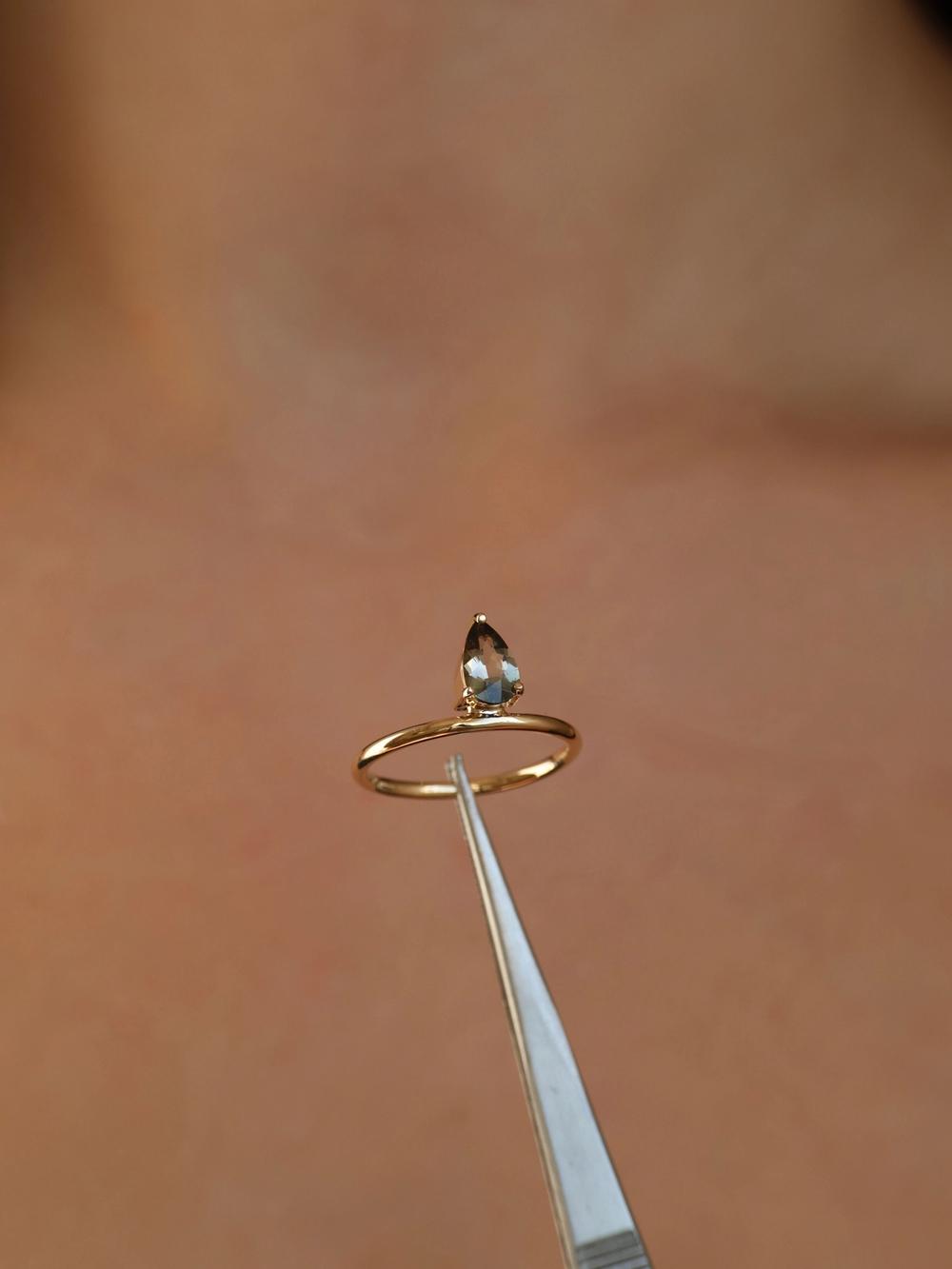 Smokey Drop Tourmaline Ring