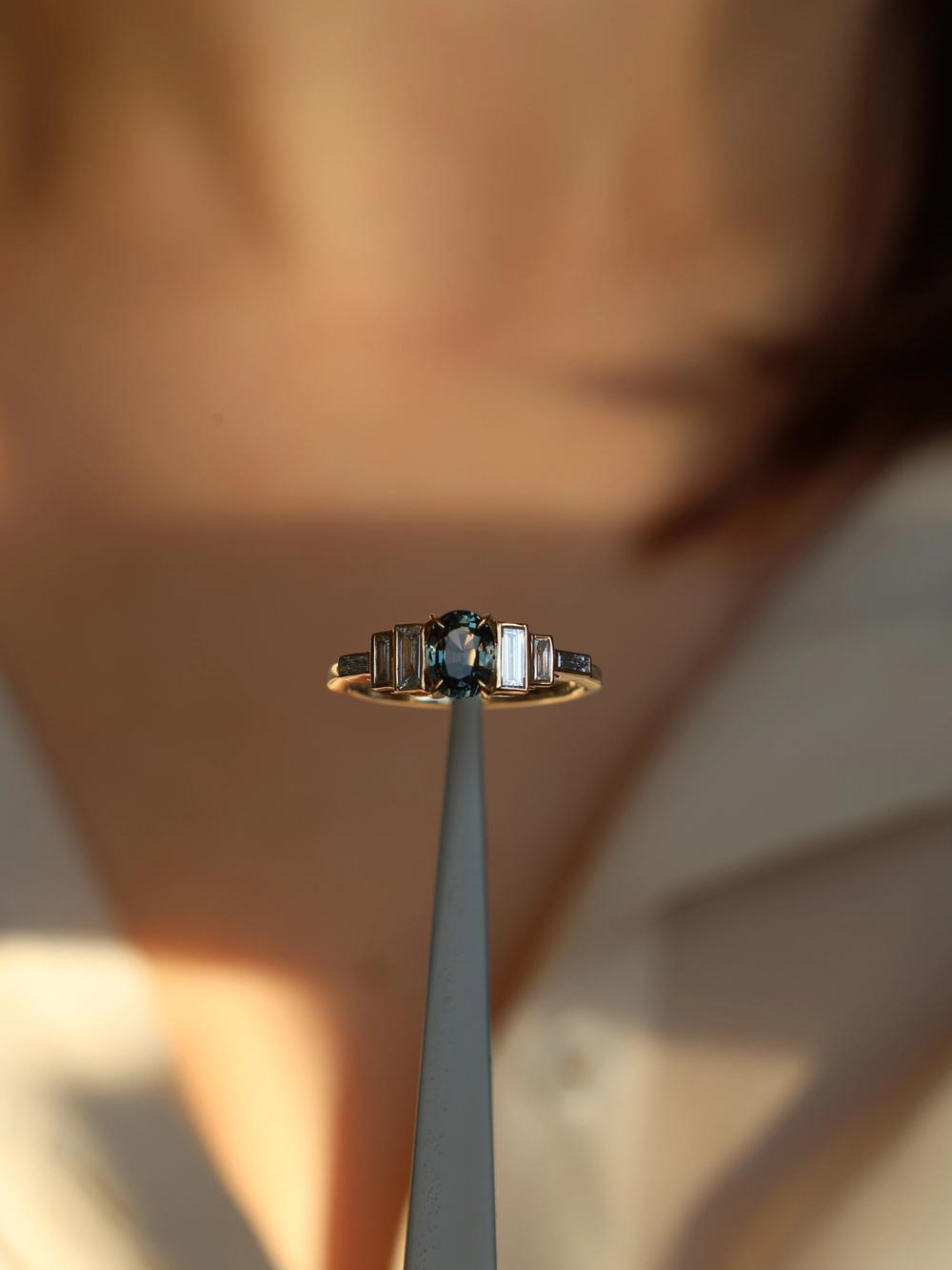 Art Deco Bi-Colored Sapphire