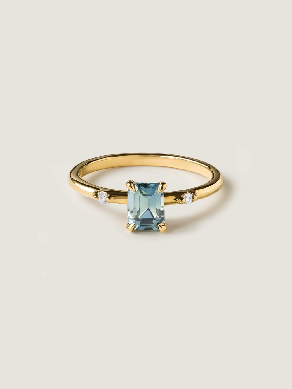 Seafoam Peacock Emerald Sapphire Ring