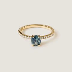 Nangi fine jewelry - teal / Peacock sapphire ring in yellow gold