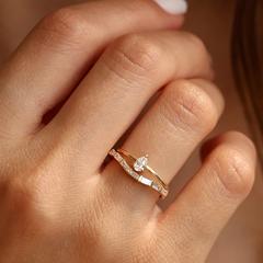 Nangi fine jewelry - white lab-grown diamond ring in gold