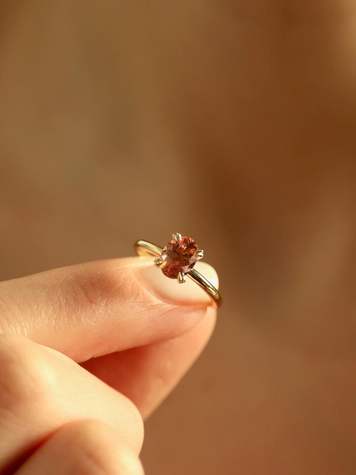 Nangi fine jewelry - pink tourmaline ring in yellow gold