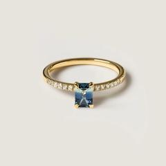 Nangi fine jewelry - teal / Peacock ring in yellow gold