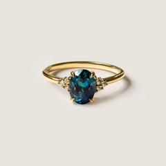Nangi fine jewelry - teal / Peacock ring in yellow gold