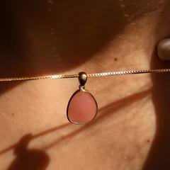 Nangi fine jewelry - pink guava quartz necklace in gold