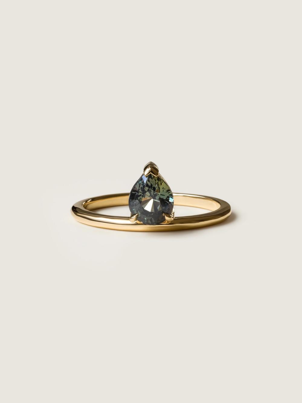 Ceylon Ember Drop Sapphire Ring