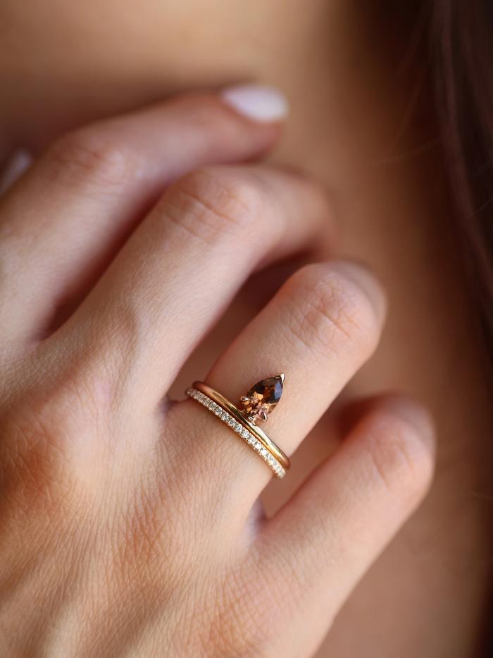 Nangi fine jewelry - brown tourmaline ring in yellow gold