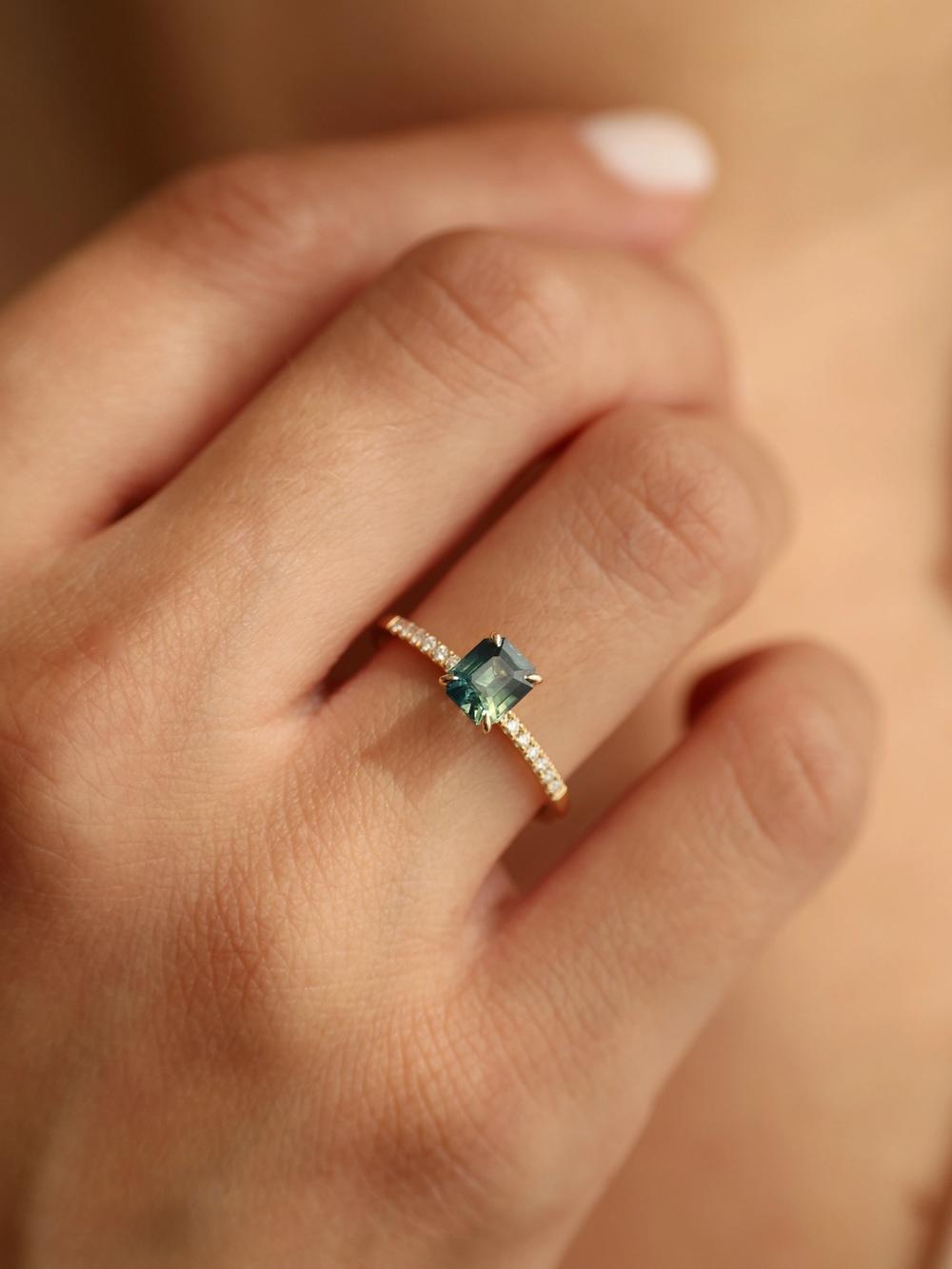 Peacock Haze Sapphire & Pavé