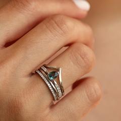 Nangi fine jewelry - white lab-grown diamond ring in white gold