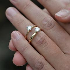 Nangi fine jewelry - white lab-grown diamond ring in yellow gold