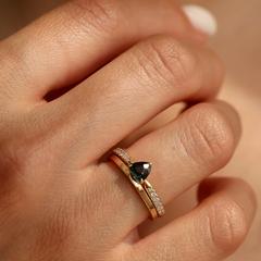 Nangi fine jewelry - teal / Peacock ring in yellow gold