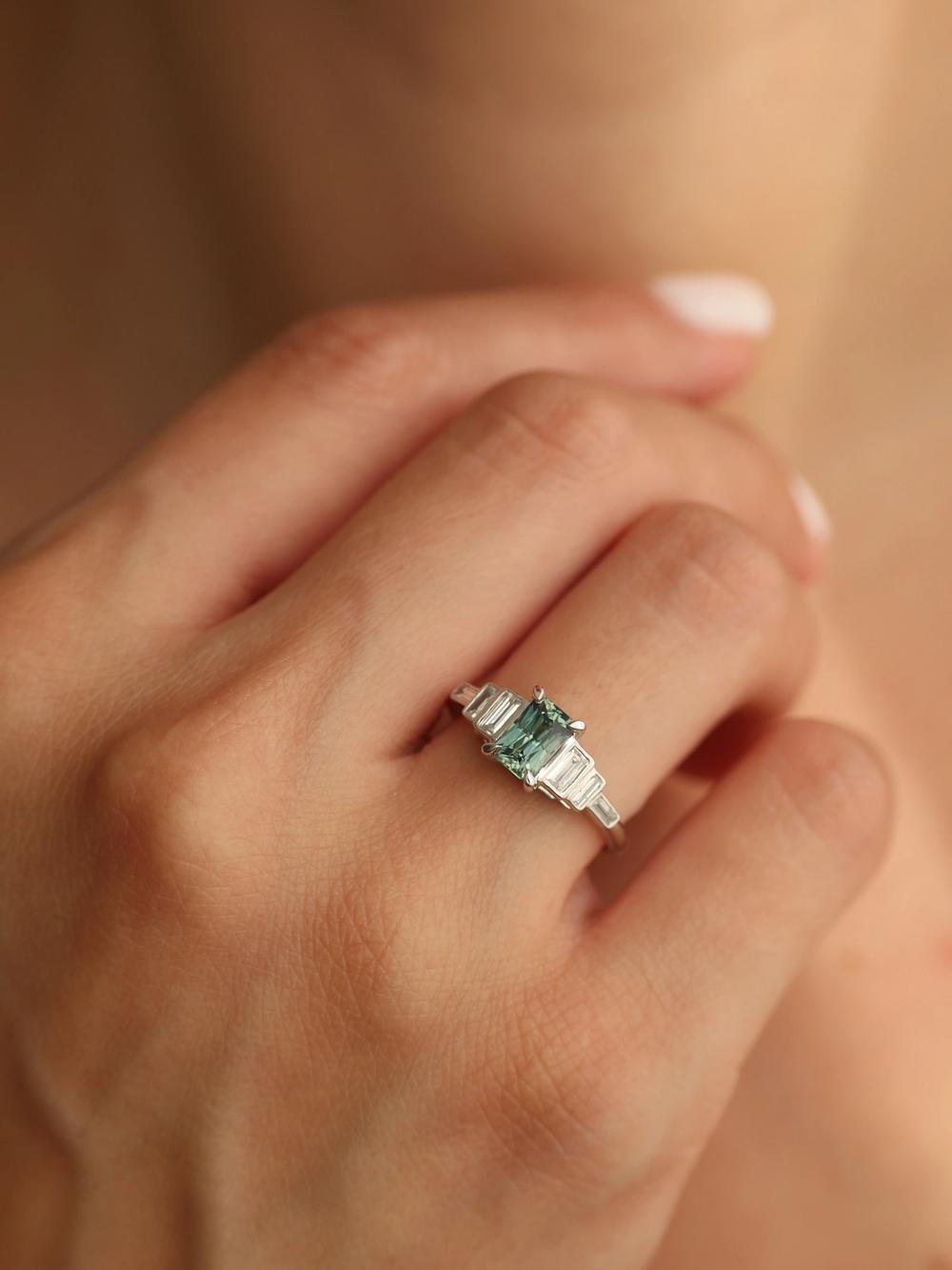 Art Deco Teal Sapphire