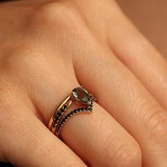 Nangi fine jewelry - black sapphire ring in yellow gold