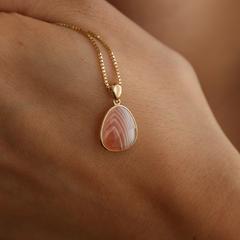 Nangi fine jewelry - orange apricot agate necklace in yellow gold