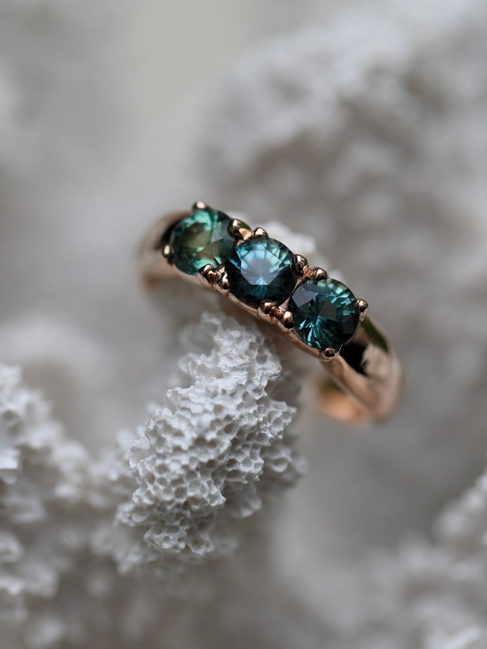 Peacock Trinity Ring & Rose Gold