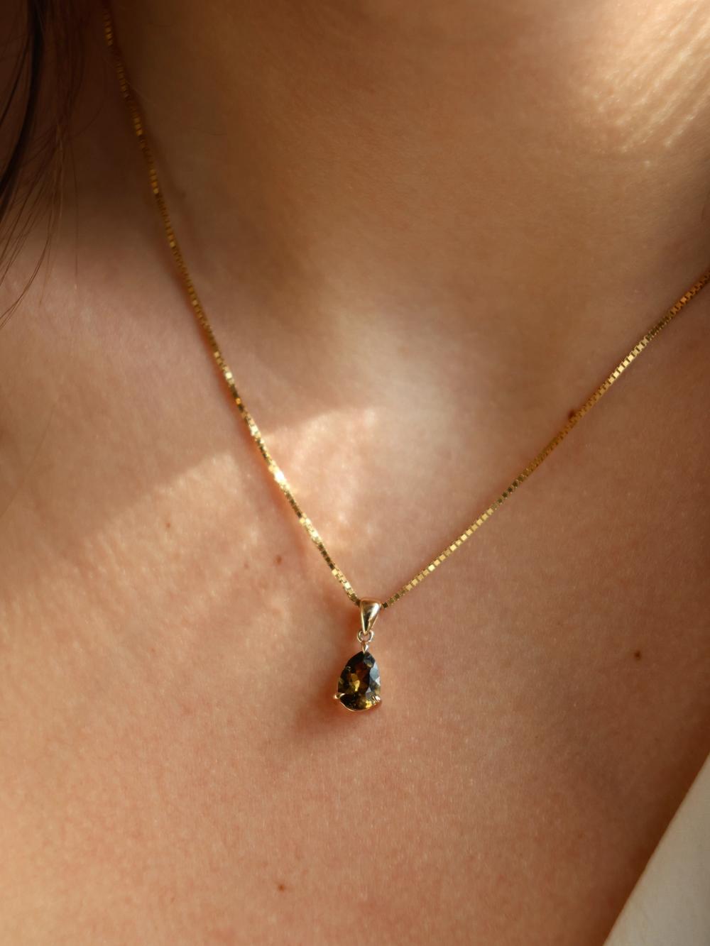  Cognac Drop Tourmaline Pendant