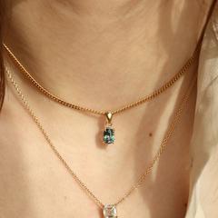 Nangi fine jewelry - teal / Peacock pendant in yellow gold
