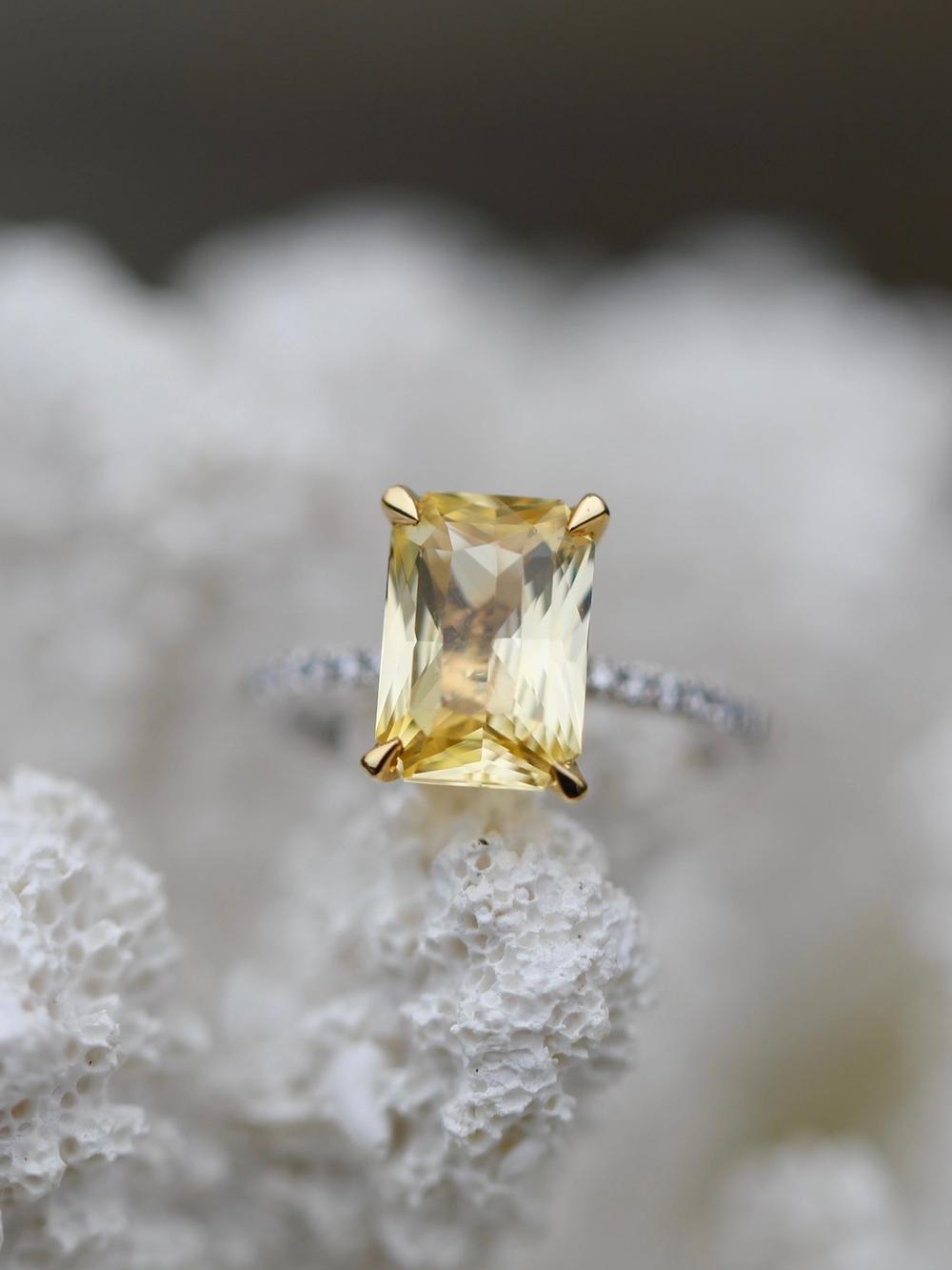 Radiant Yellow Sapphire & Diamonds