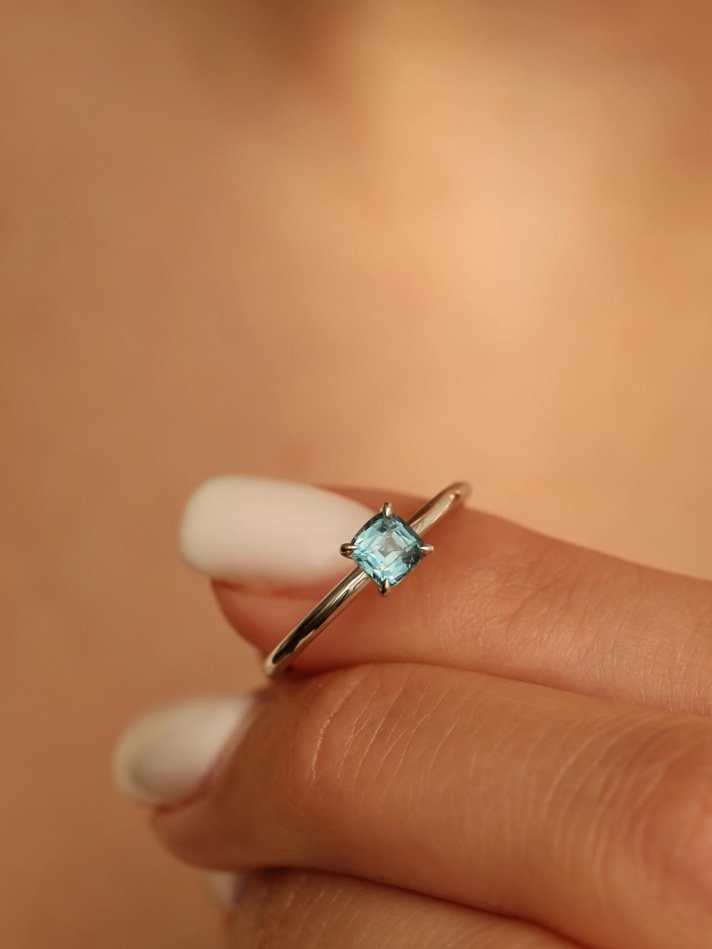 Coastal Cushion Peacock Sapphire Ring