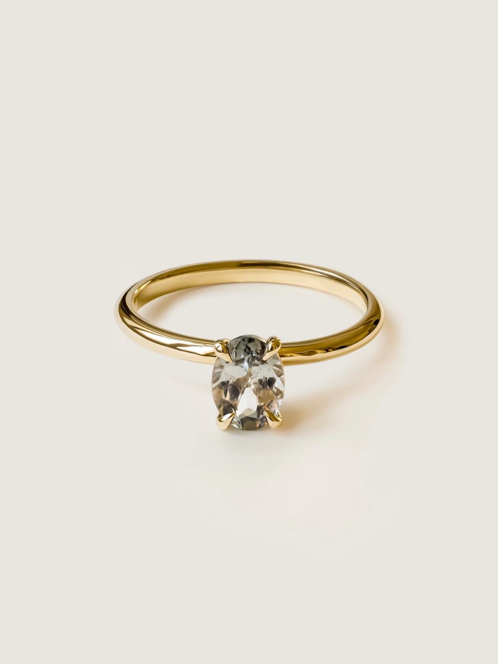 Mist Grey Oval Tourmaline Ring