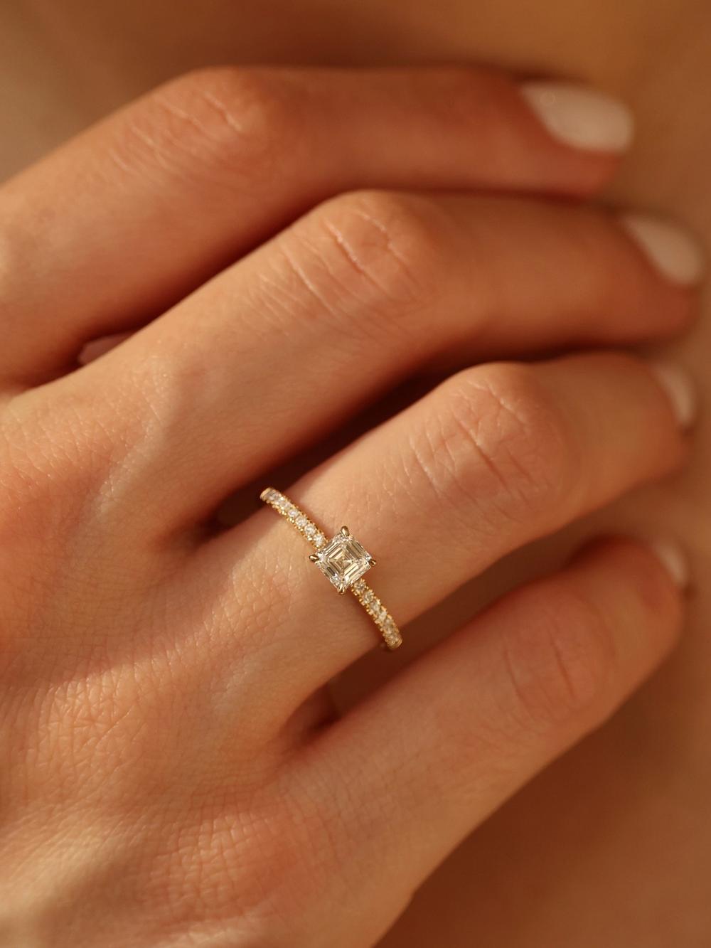 Swan Asscher Pavé Diamond Ring – 0.50 Carat