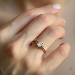 Nangi fine jewelry - white lab-grown diamond ring in yellow gold