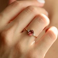 Nangi fine jewelry - pink ring in yellow gold