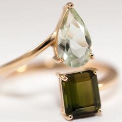 Nangi fine jewelry - green amethyst ring in yellow gold