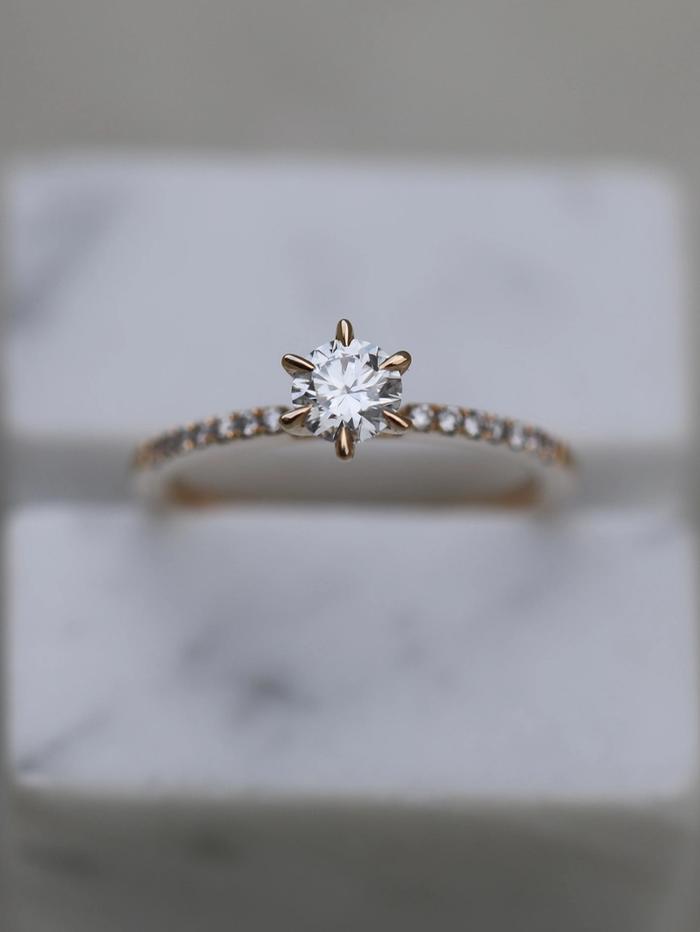 Nangi fine jewelry - white lab-grown diamond ring in yellow gold