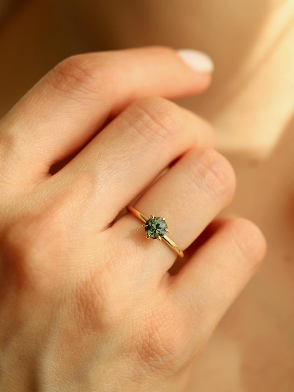Seafoam Peacock Bi-Colored Sapphire Ring