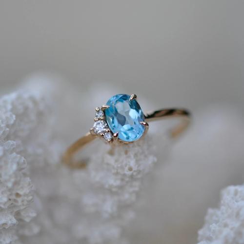 Nangi fine jewelry - blue topaz ring in yellow gold