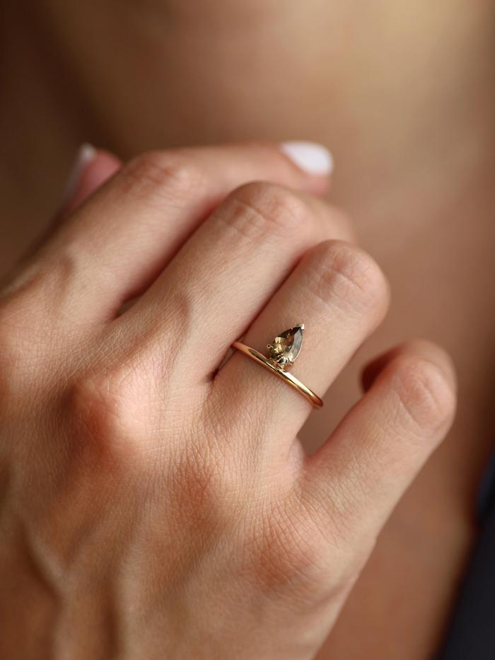 Nangi fine jewelry - champagne tourmaline ring in yellow gold