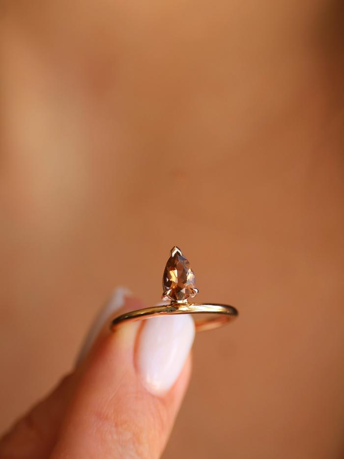 Nangi fine jewelry - brown tourmaline ring in yellow gold