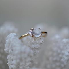 Nangi fine jewelry - white moonstone ring in yellow gold