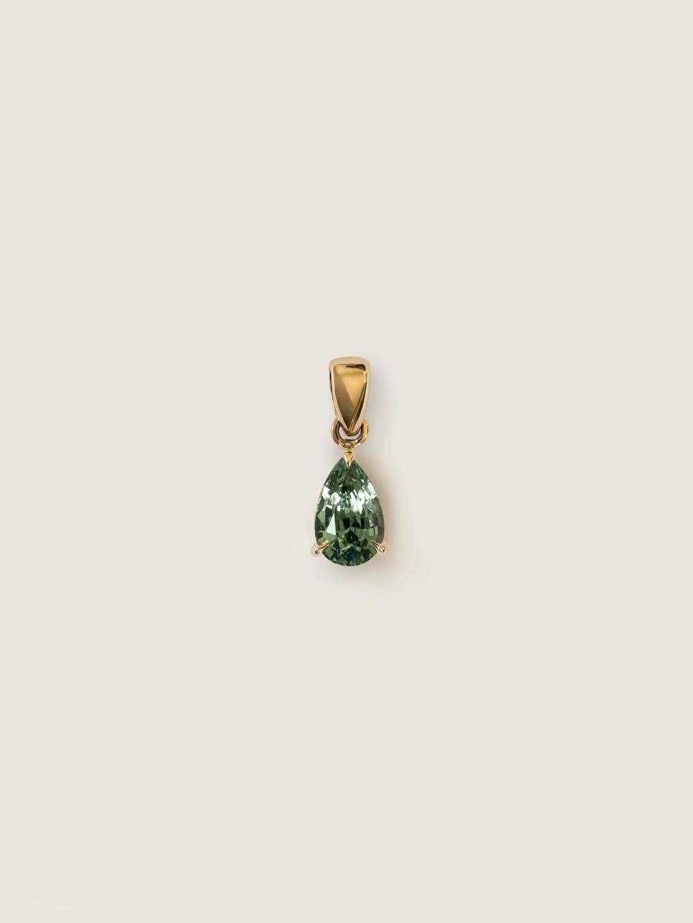 Green Peacock Pear Sapphire Pendant