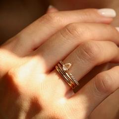 Nangi fine jewelry - white moonstone ring in yellow gold