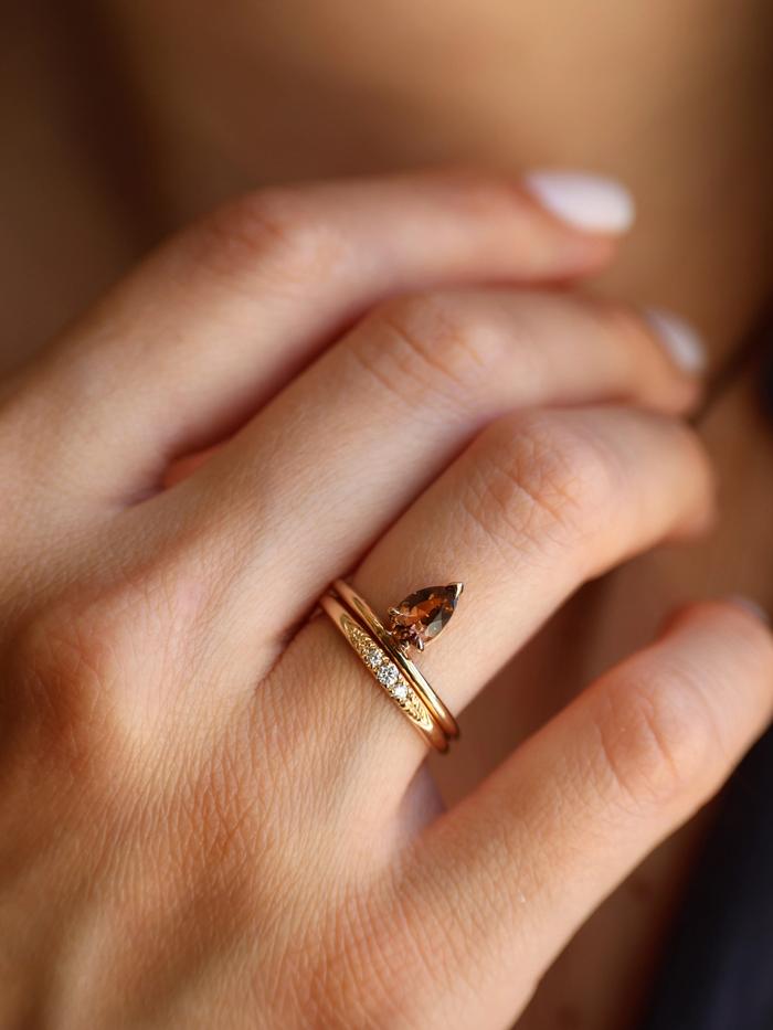 Nangi fine jewelry - brown tourmaline ring in yellow gold