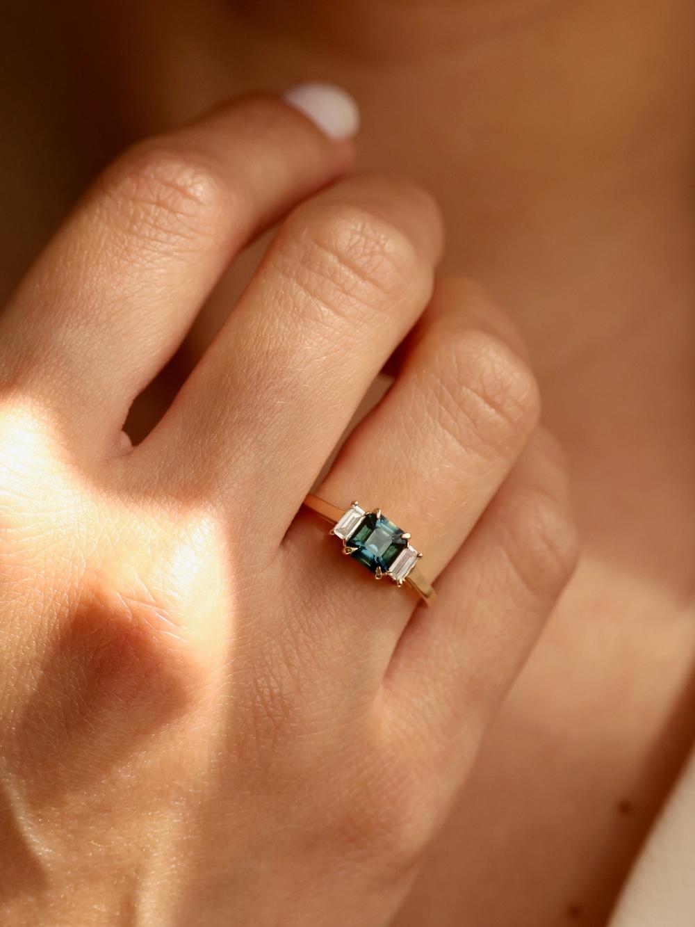 Ocean Teal & Baguette Diamonds