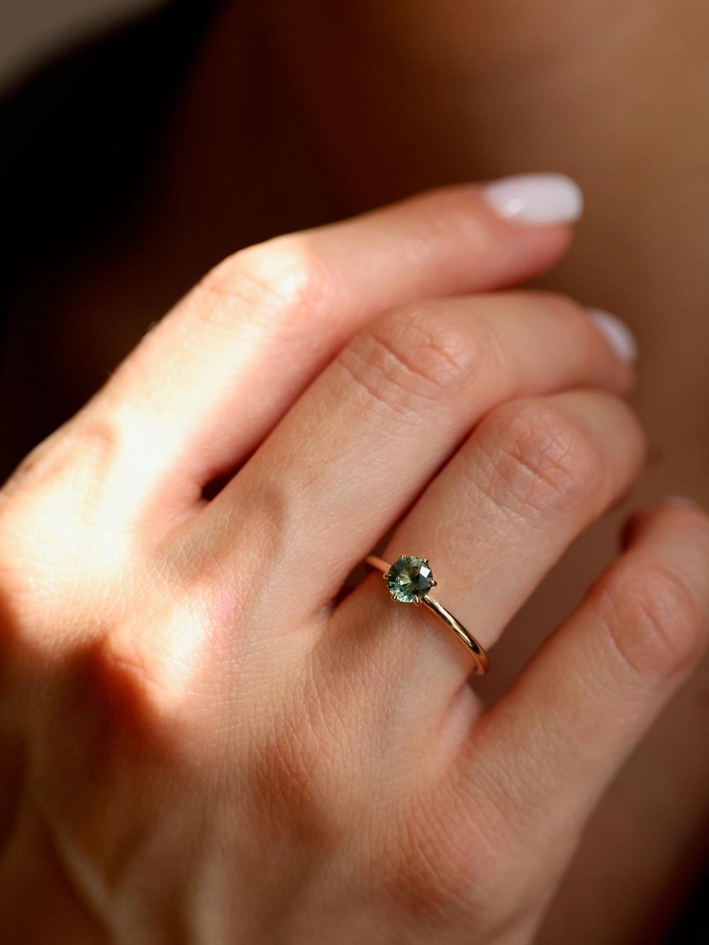 Seafoam Peacock Bi-Colored Sapphire Ring