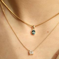 Nangi fine jewelry - teal / Peacock pendant in yellow gold