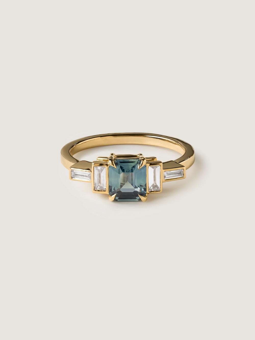 Ocean Peacock Radiant Sapphire Ring – Art Deco