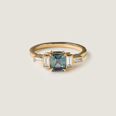 Nangi fine jewelry - teal / Peacock ring in yellow gold