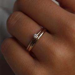 Nangi fine jewelry - white lab-grown diamond ring in yellow gold