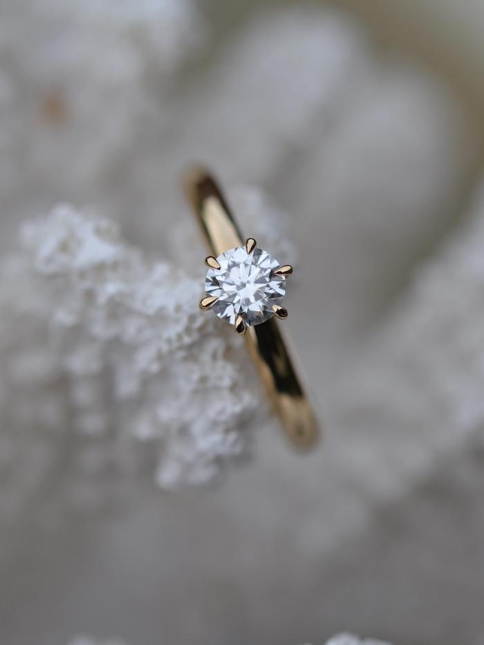 Nangi fine jewelry - white lab-grown diamond ring in yellow gold