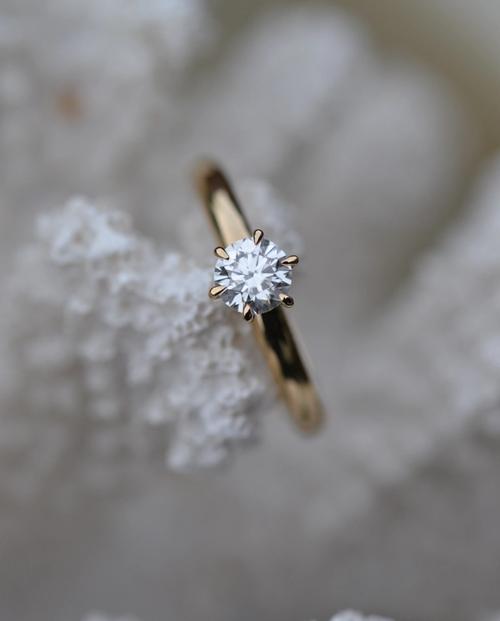 Nangi fine jewelry - white lab-grown diamond ring in yellow gold