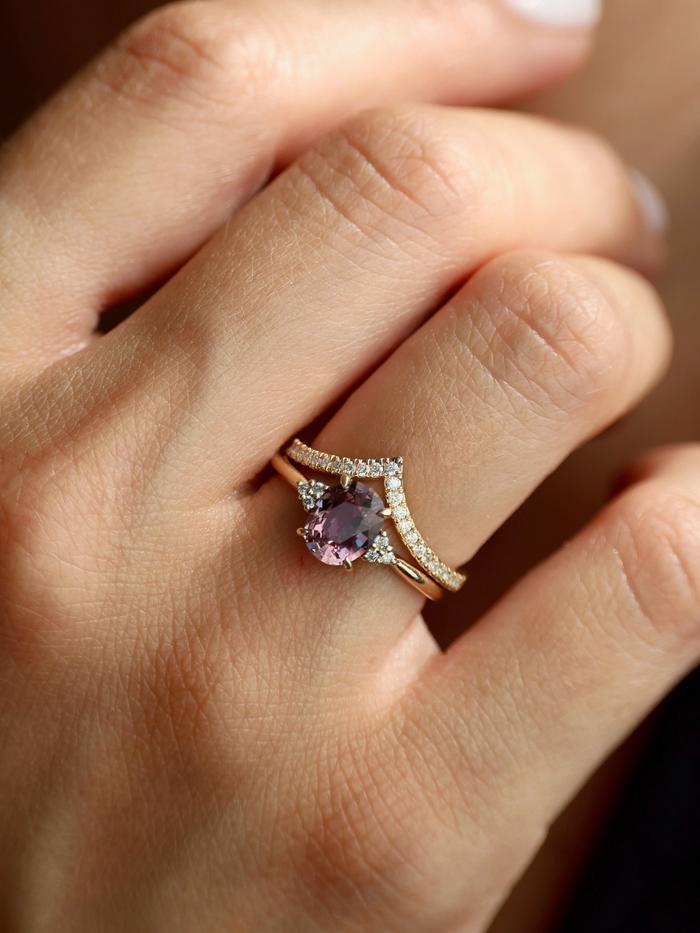 Nangi fine jewelry - purple ring in yellow gold