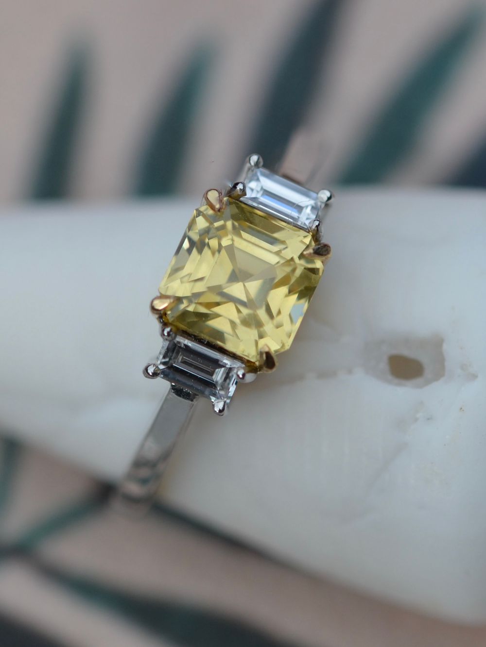 Yellow Sapphire & Baguette Diamonds