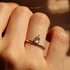 Nangi fine jewelry - white moonstone ring in yellow gold