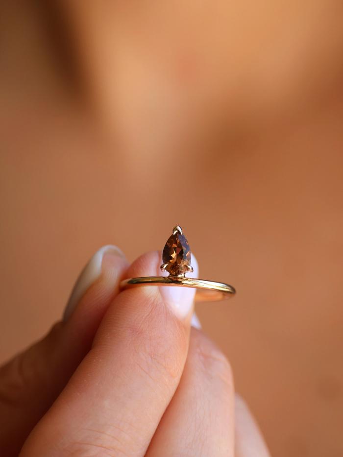 Nangi fine jewelry - brown tourmaline ring in yellow gold